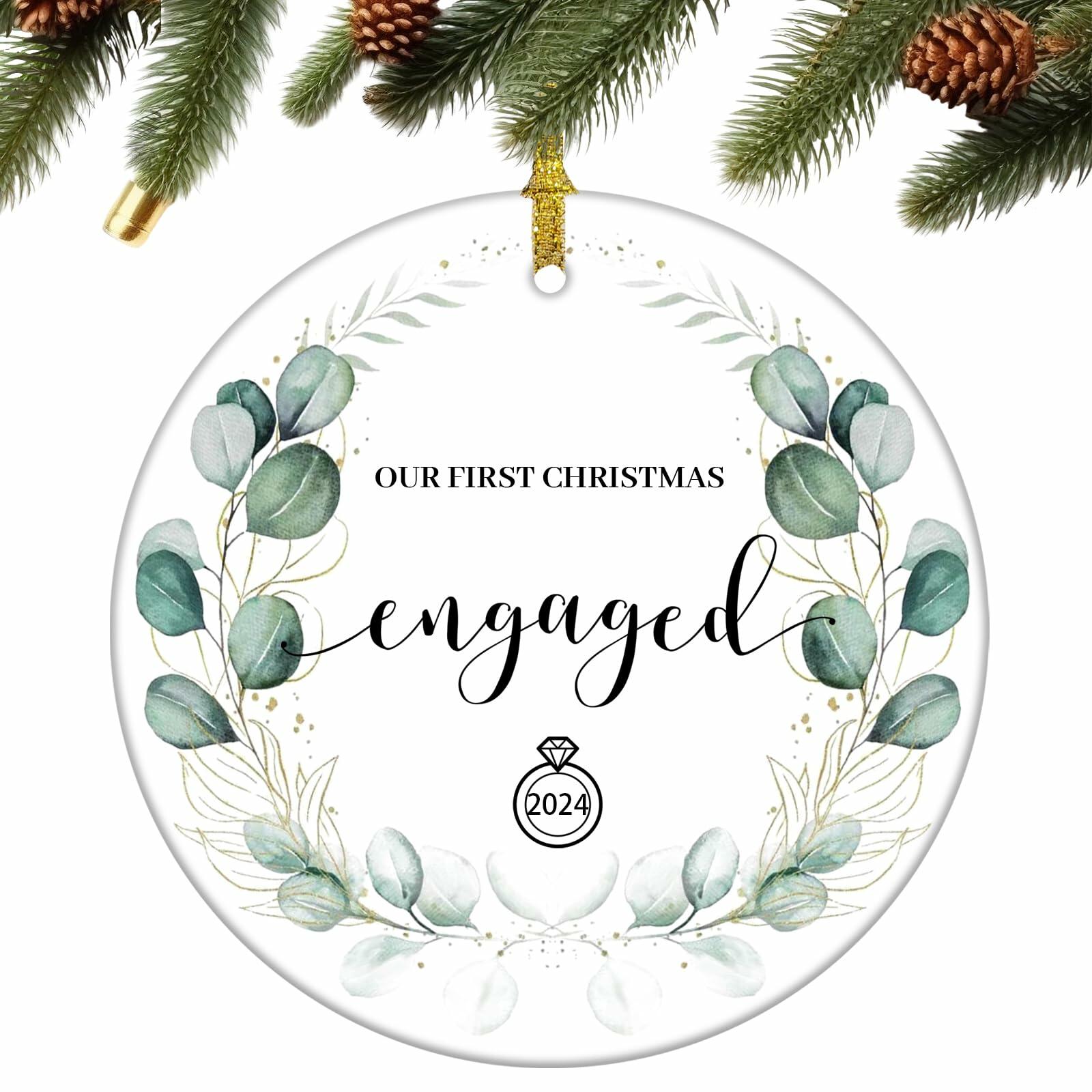 Aestas 3.5" Ceramic Engagement Ornament 2024 Unique Gifts for Couples