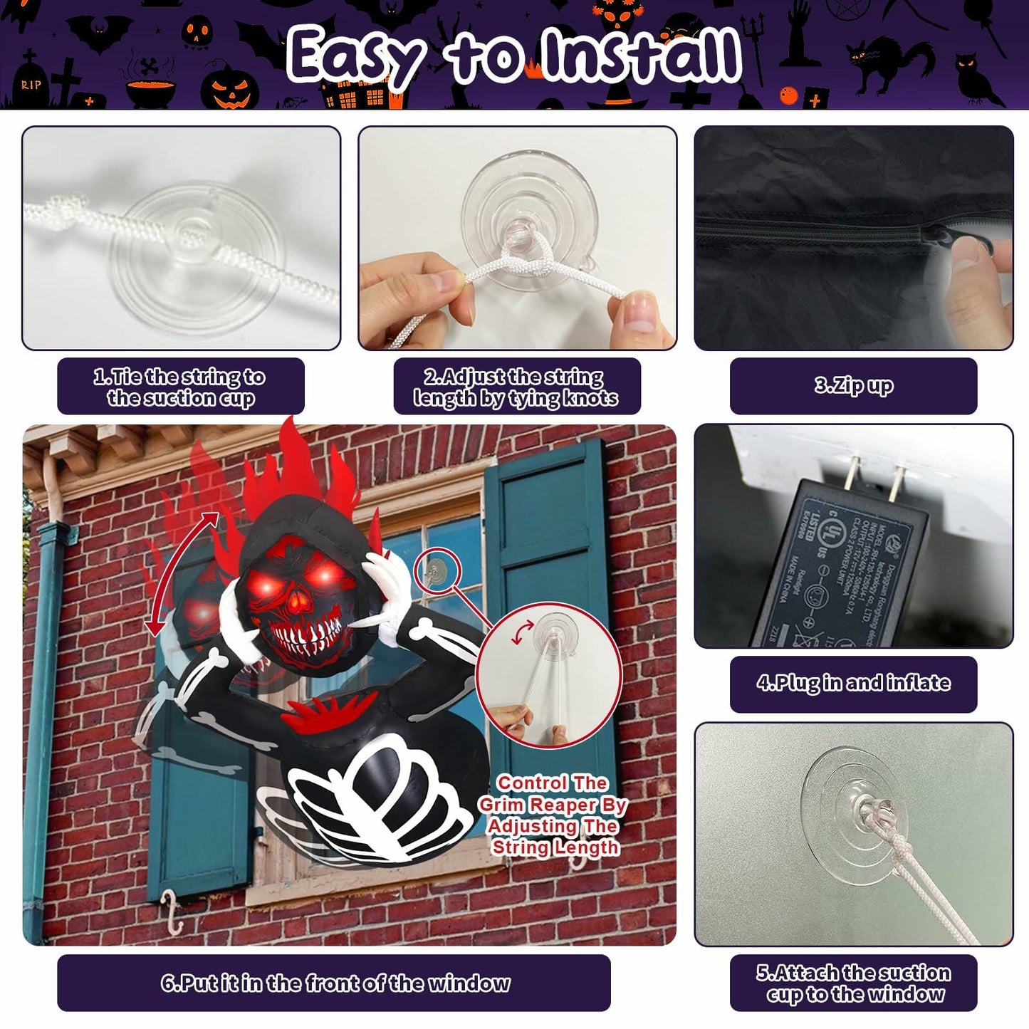 4FT Headless Grim Reaper Inflatable Halloween Decoration with LEDs Outdoor