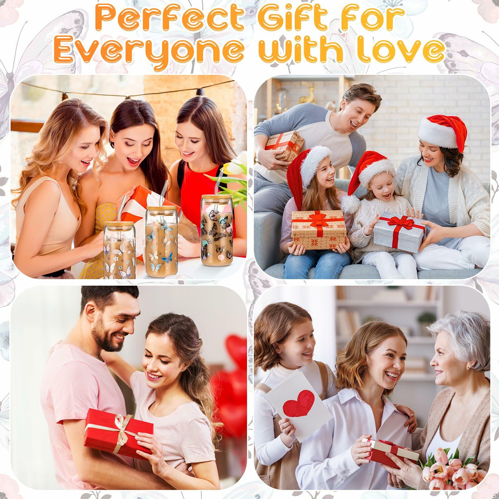 Cunhill 4pc 16oz Iced Coffee Glasses Set Pumpkin Bamboo Lid & Straw