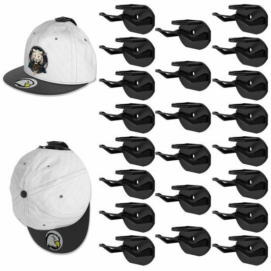 22 Pack Adhesive Hat Hooks Black - Super Strong Wall Mount Hat Rack No Drilling
