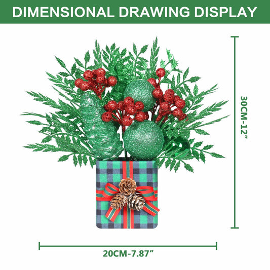 Super Holiday Mini Buffalo Check Plaid Green Glitter Christmas Tree - Tabletop