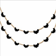 Gvhntk Black Felt Bats Garland Halloween Decor Indoor Banner Wood Beads