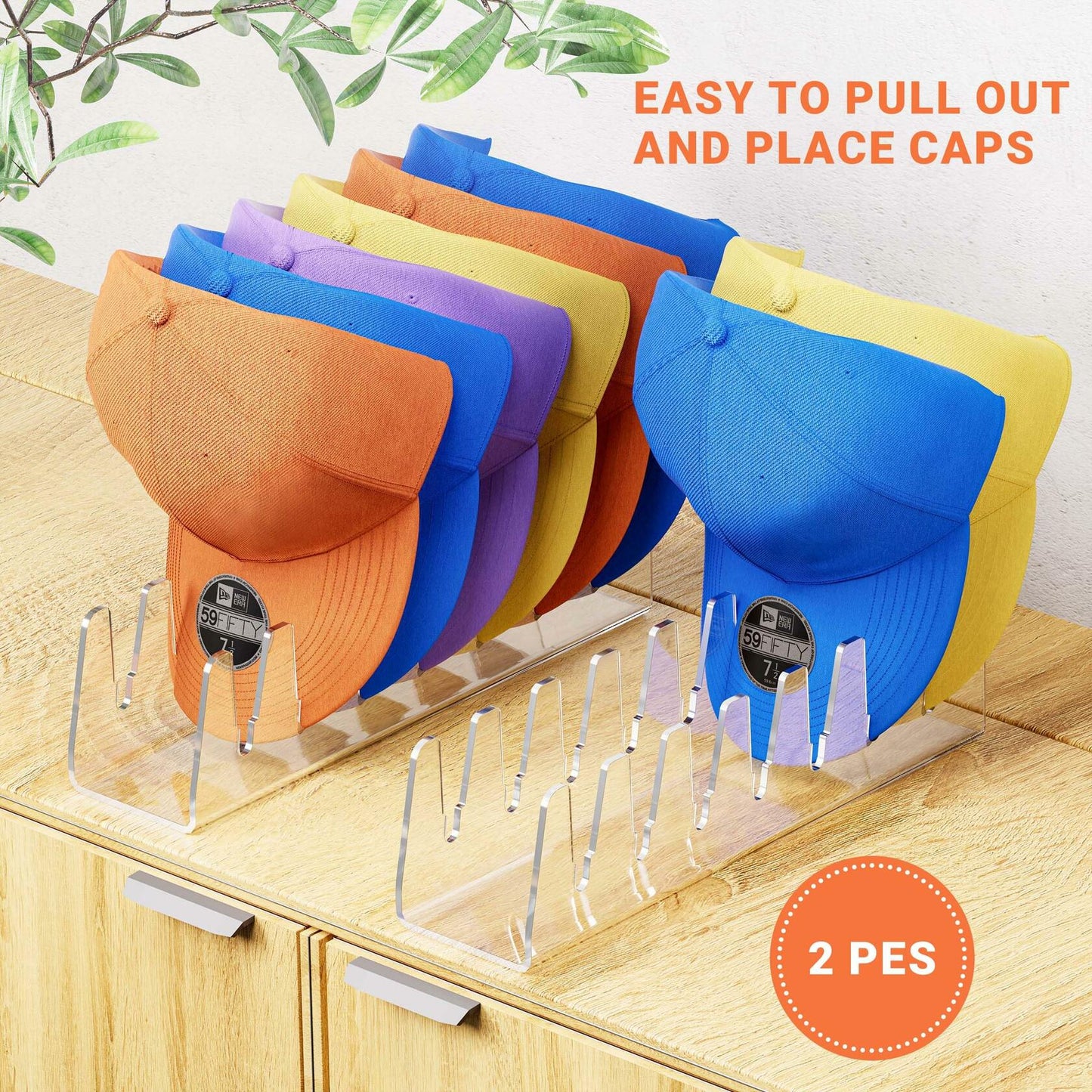 BOMALLY Acrylic Hat Stand Organizer Clear 2 Pack Holds 14 Baseball Caps