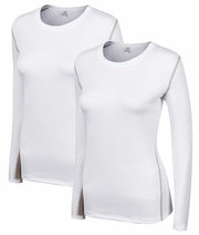 WANAYOU Women's Compression Shirt Long Sleeve Dry Fit White 2 Pack Size L