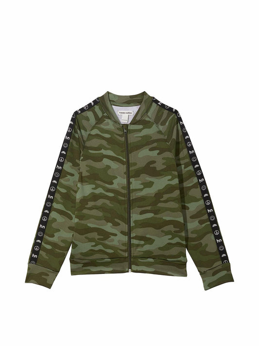 Happy Nation Girls Track Jacket Olive Camo Size L