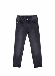 Bienzoe Boys Adjustable Waist Black Ripped Slim Denim Jeans Size 6