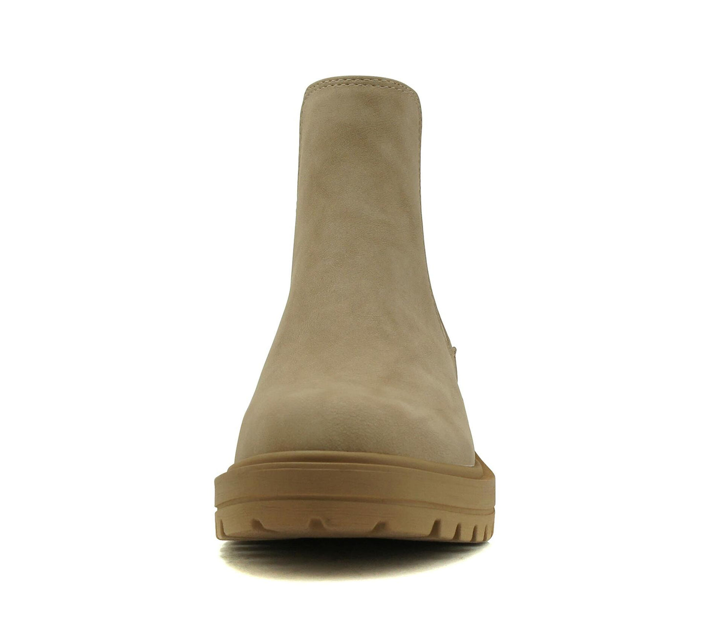 Soda Pilot Women's Beige Lug Sole Low Heel Chelsea Ankle Bootie Size 7 Med