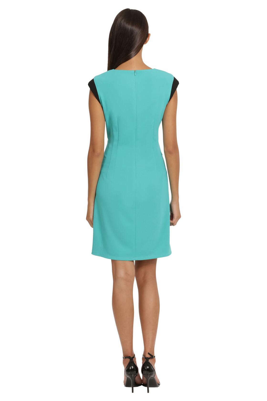 Donna Morgan Women's Teal Green Extended Shoulder Cap Sleeve Sheath Dress Size 4