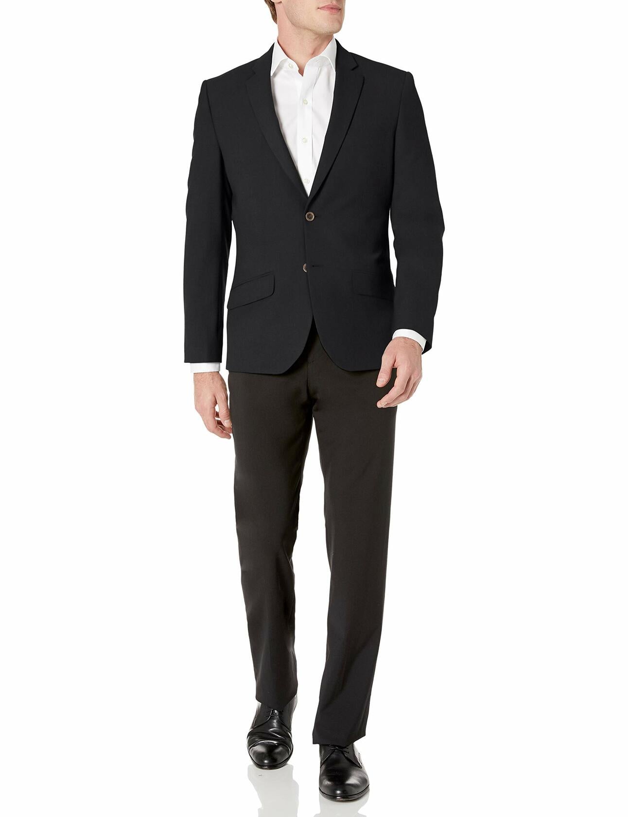 Amazon Essentials Men's Slim-Fit Stretch Blazer Black Size 44 Button-Front