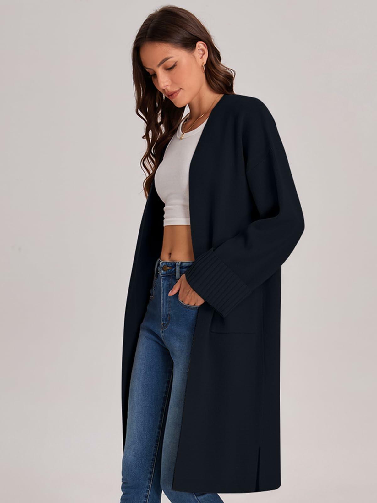 Bloggerlove Women's Black Cardigan Sweater 2024 Fall Oversized Coatigan