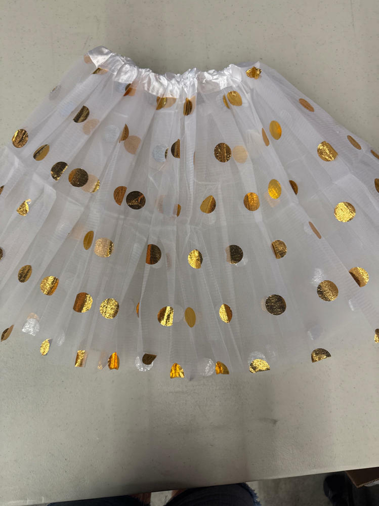 Polka Dot Tutu Skirt Ballet Dress White Size L