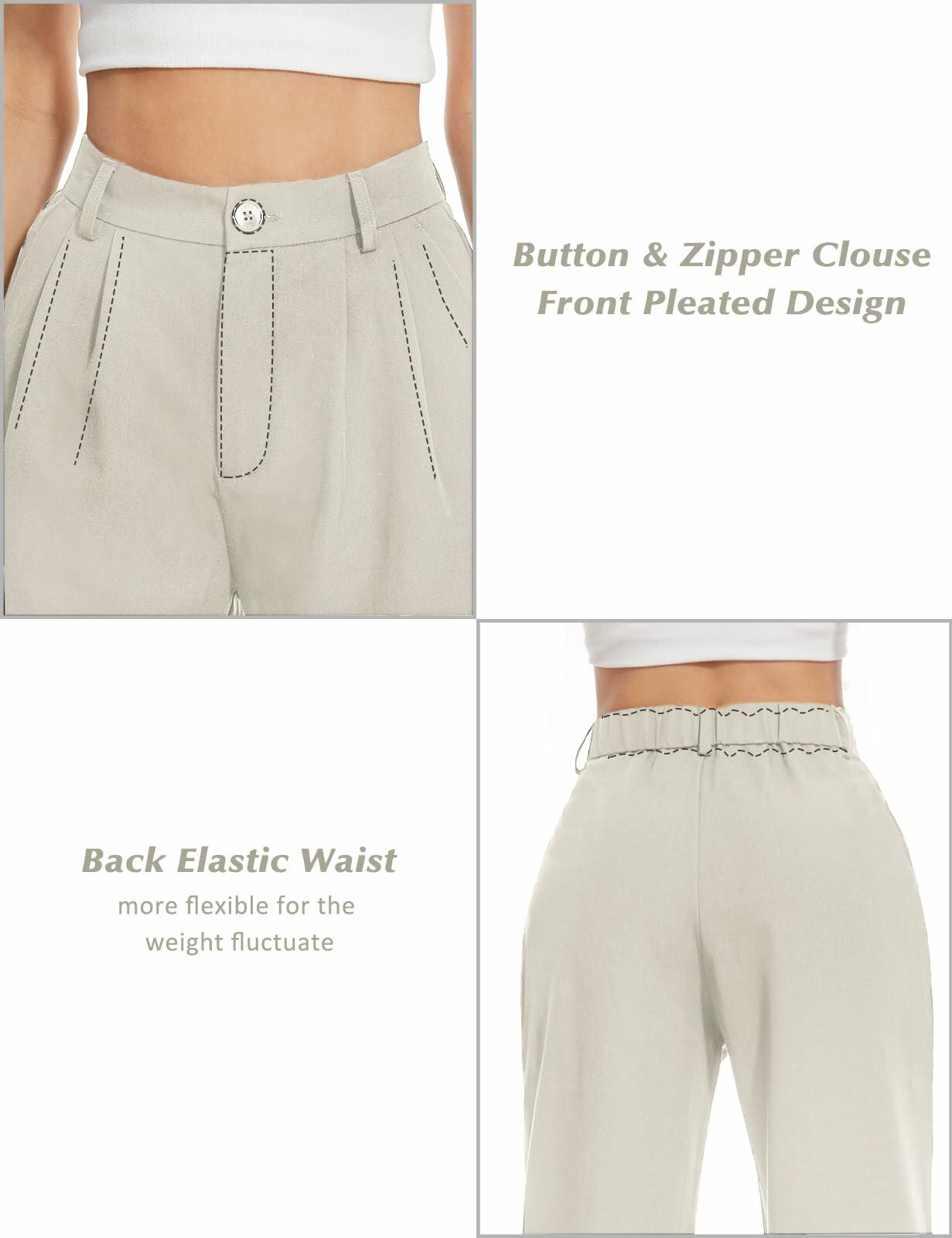 Tapata Wide Leg Pants Women Beige High Waist Casual Size 10