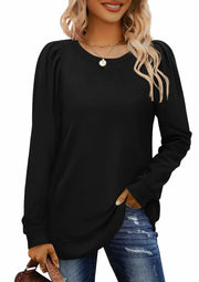AGSEEM Womens Black Oversized Long Sleeve Tunic Sweatshirt Casual Sweaters L