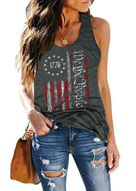 T&Twenties Women's 4th of July Patriotic Flag Racerback Tank Top USA Vest, Size