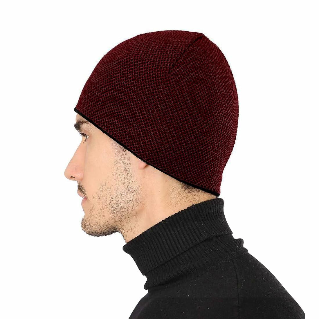 DOANNOTIUM Winter Beanie Skull Cap Warm Knit Lined Toboggan Hat 7-Wine Red
