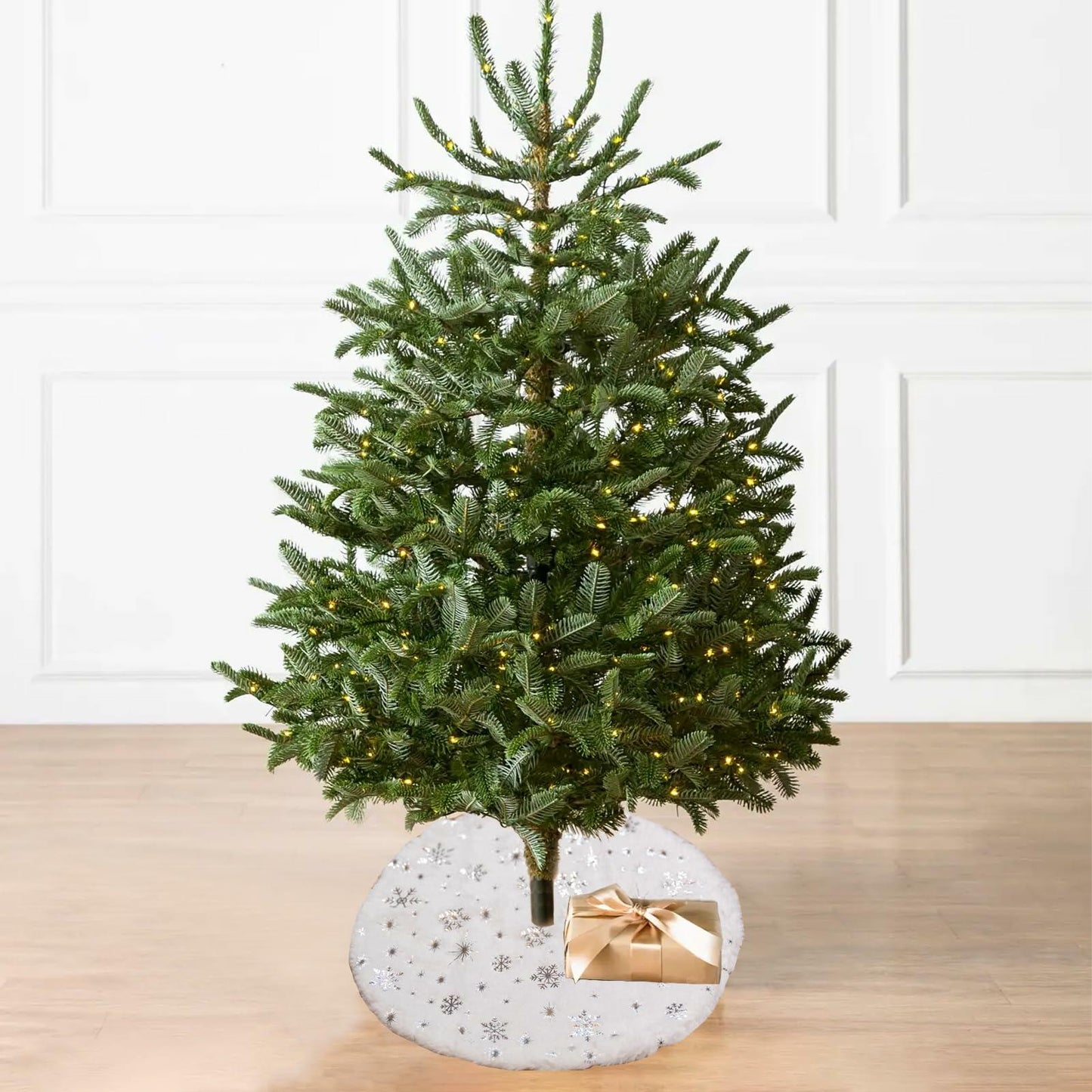 4-Pack Mini Christmas Tree Skirts 15" White Xmas Holiday Decor