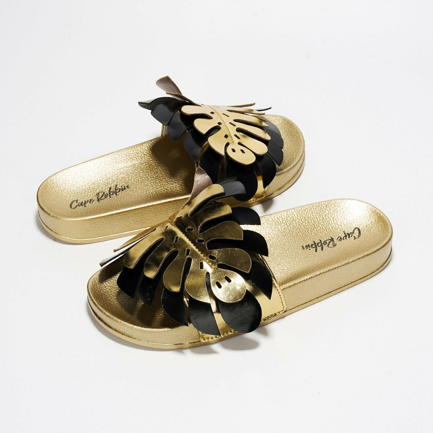 [Like_new] Cape Robbin Sharai Women's Leaf Design Black Slides Sandals Size 9