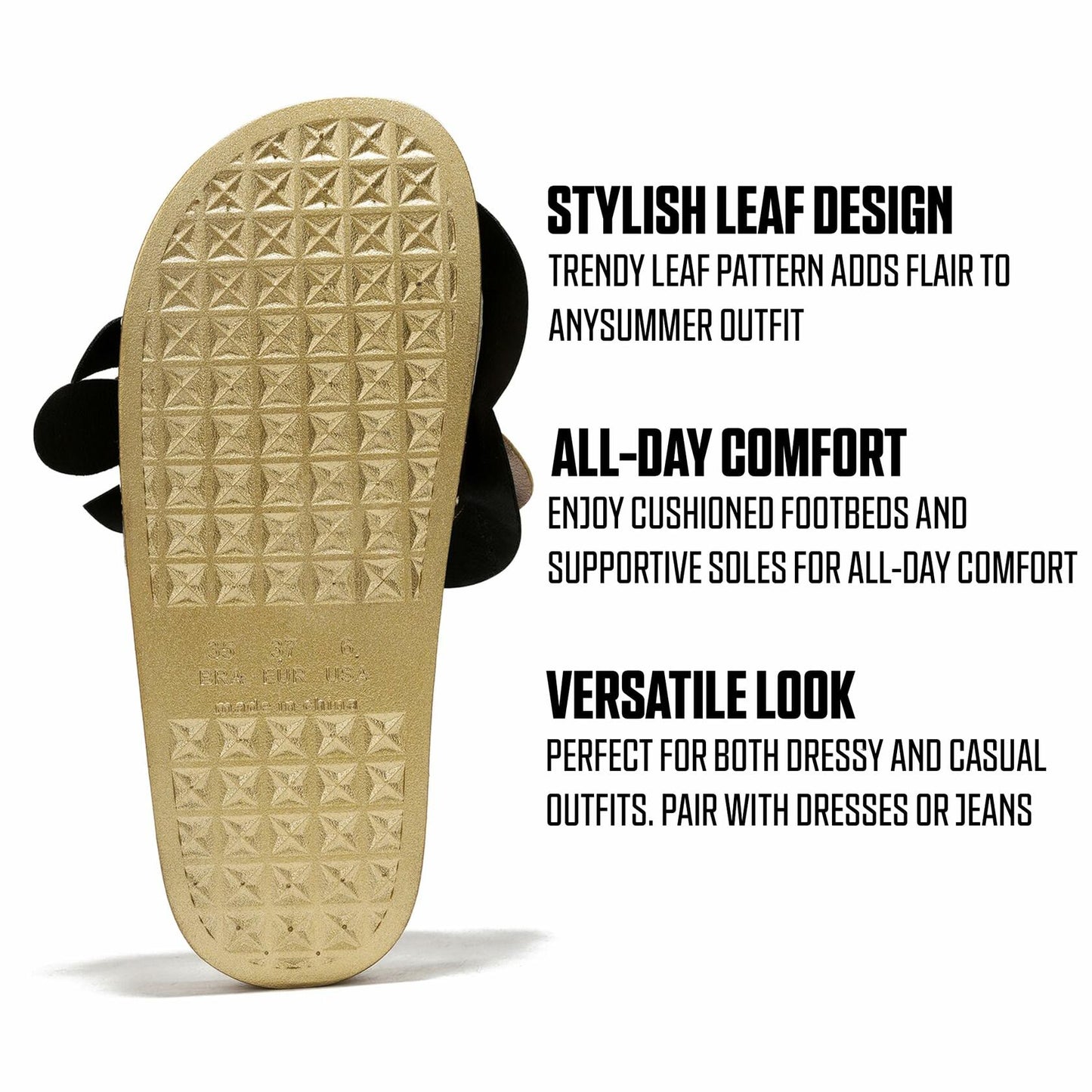 [Like_new] Cape Robbin Sharai Women's Leaf Design Black Slides Sandals Size 9