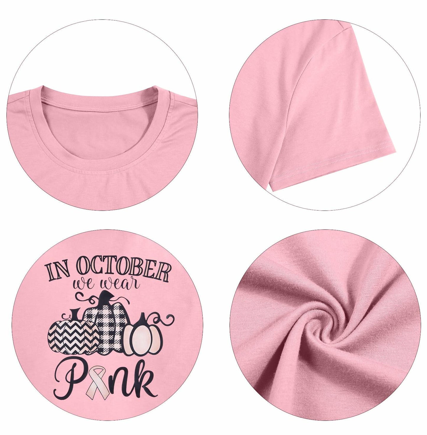 FASHGL I Wear Pink for My Mom T-Shirt Women Breast Cancer Awareness - XL