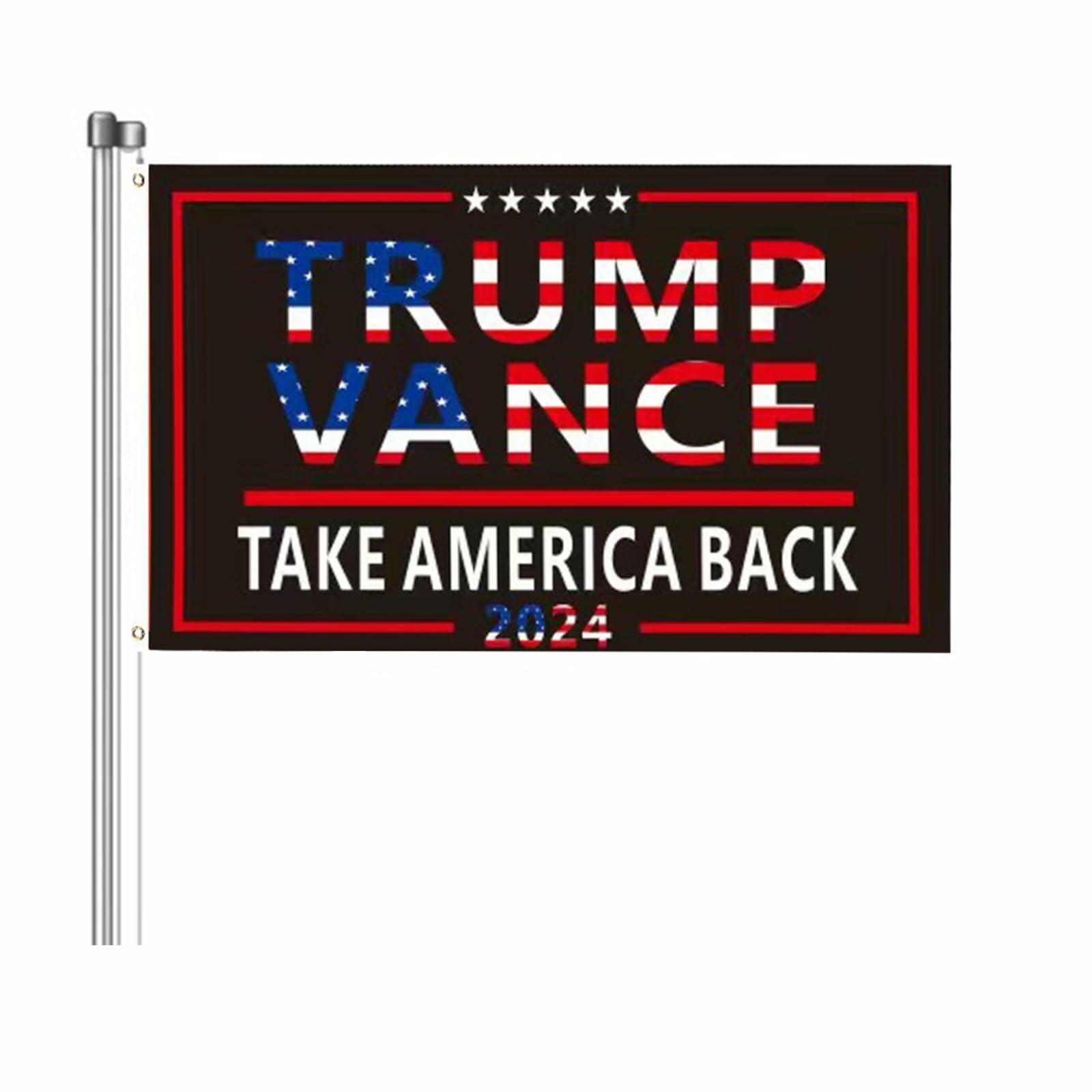 Trump Vance 2024 Flag 3x5 FT Black Banner Brass Grommets Indoor Outdoor
