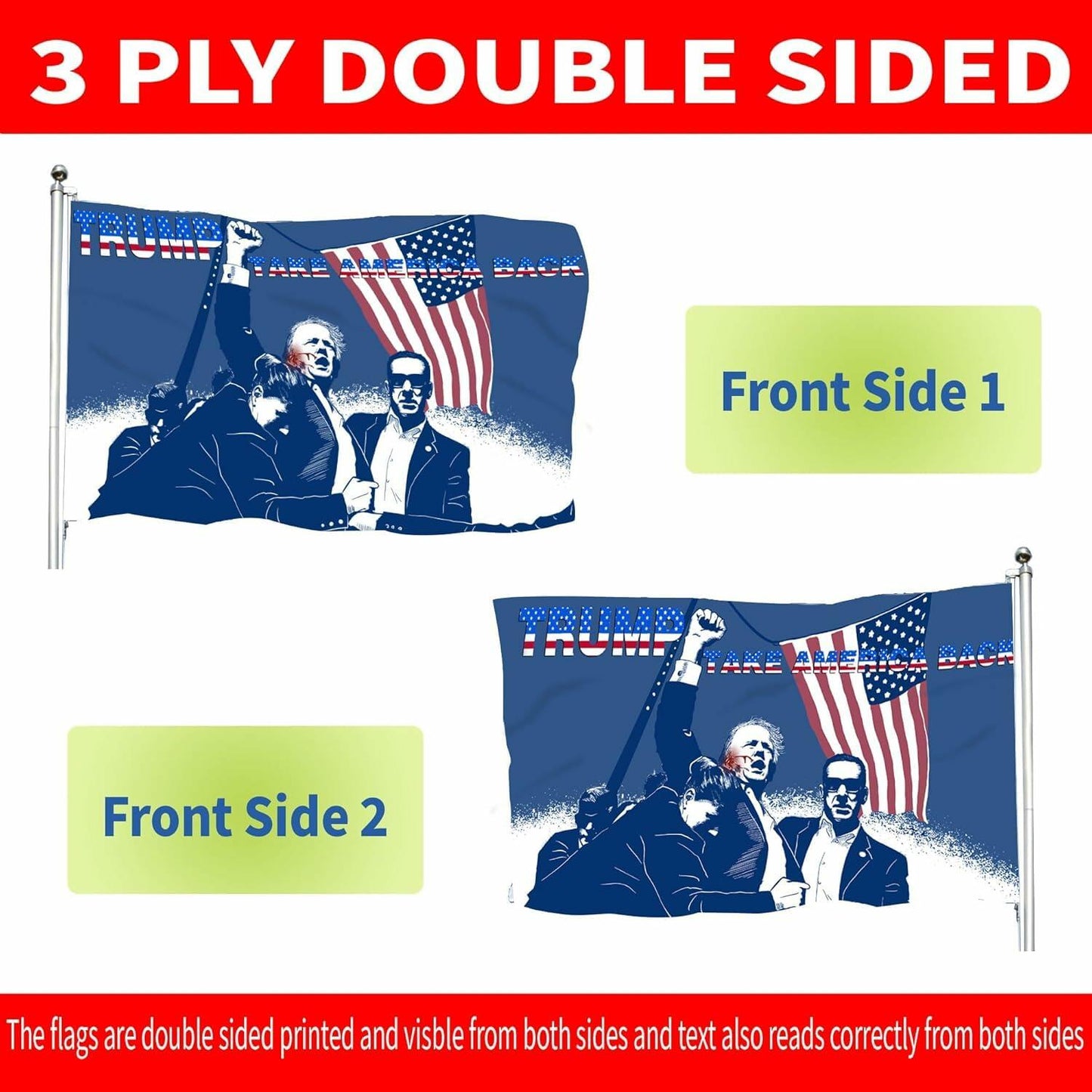 Fight Flag 3x5 Ft Double Sided 3-Ply Ultra-Thick Outdoor Indoor Flag