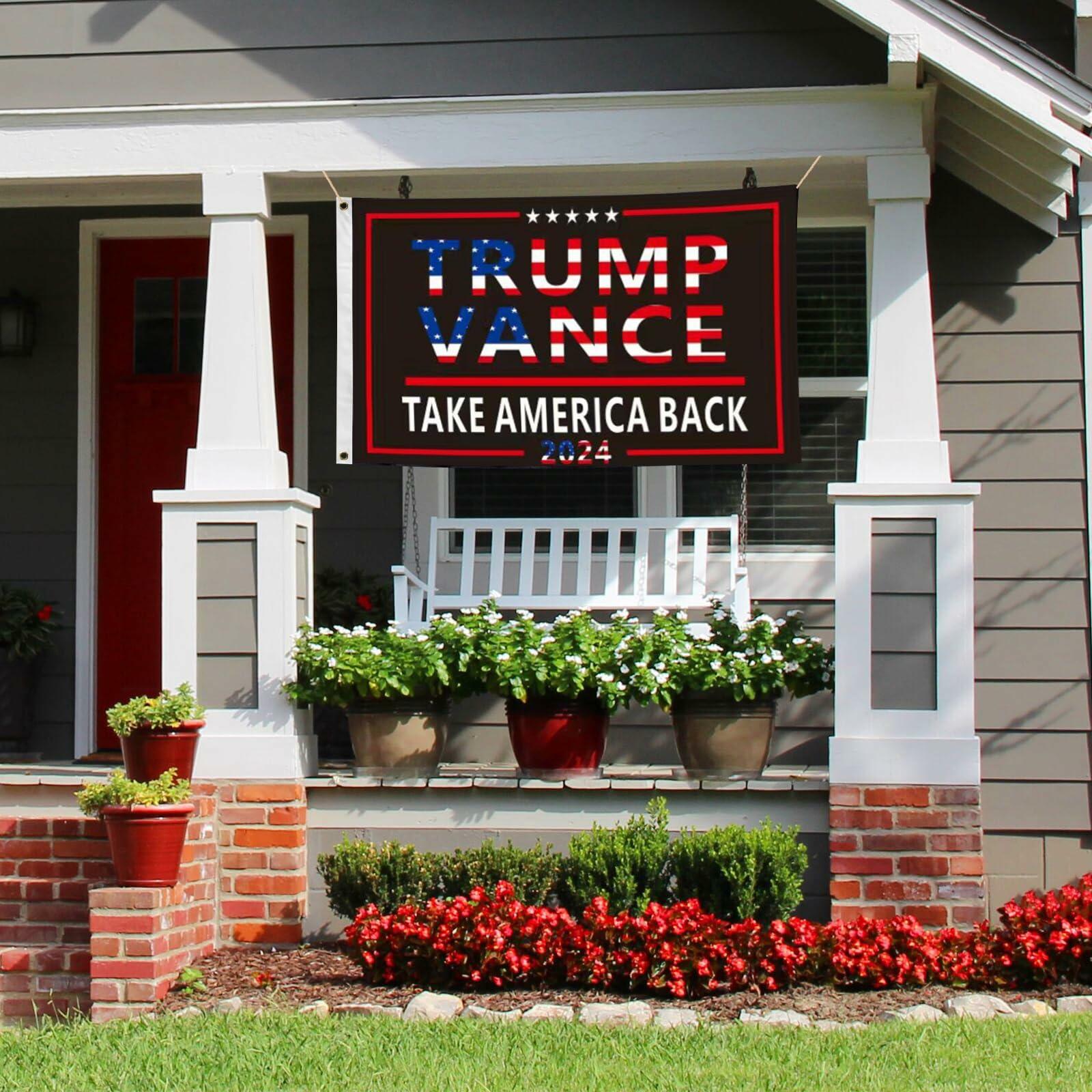 Trump Vance 2024 Flag 3x5 FT Black Banner Brass Grommets Indoor Outdoor