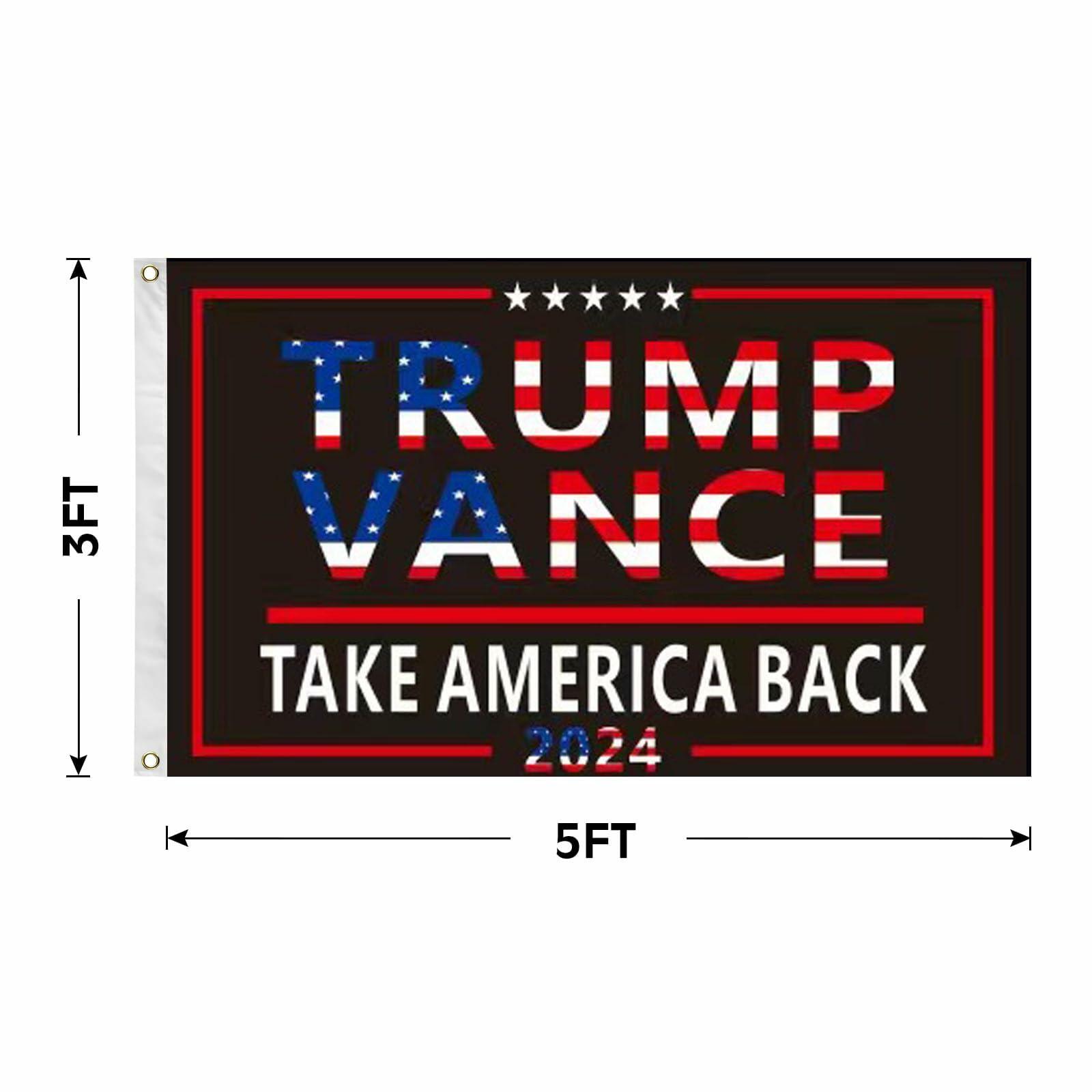 Trump Vance 2024 Flag 3x5 FT Black Banner Brass Grommets Indoor Outdoor