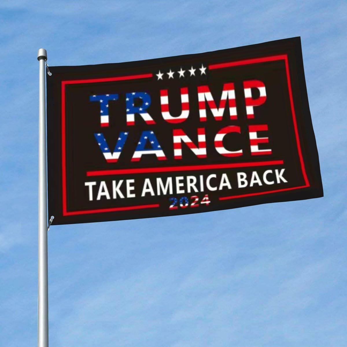 Trump Vance 2024 Flag 3x5 FT Black Banner Brass Grommets Indoor Outdoor