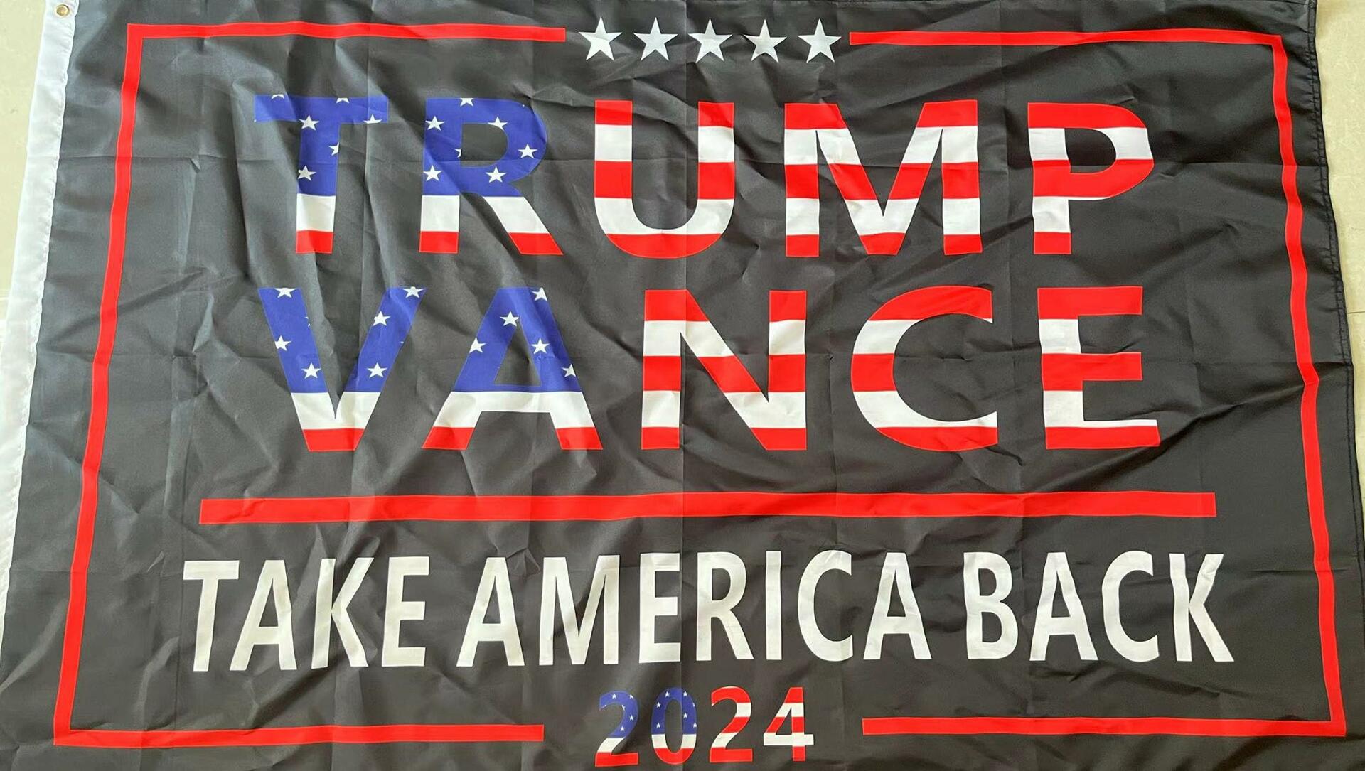 Trump Vance 2024 Flag 3x5 FT Black Banner Brass Grommets Indoor Outdoor