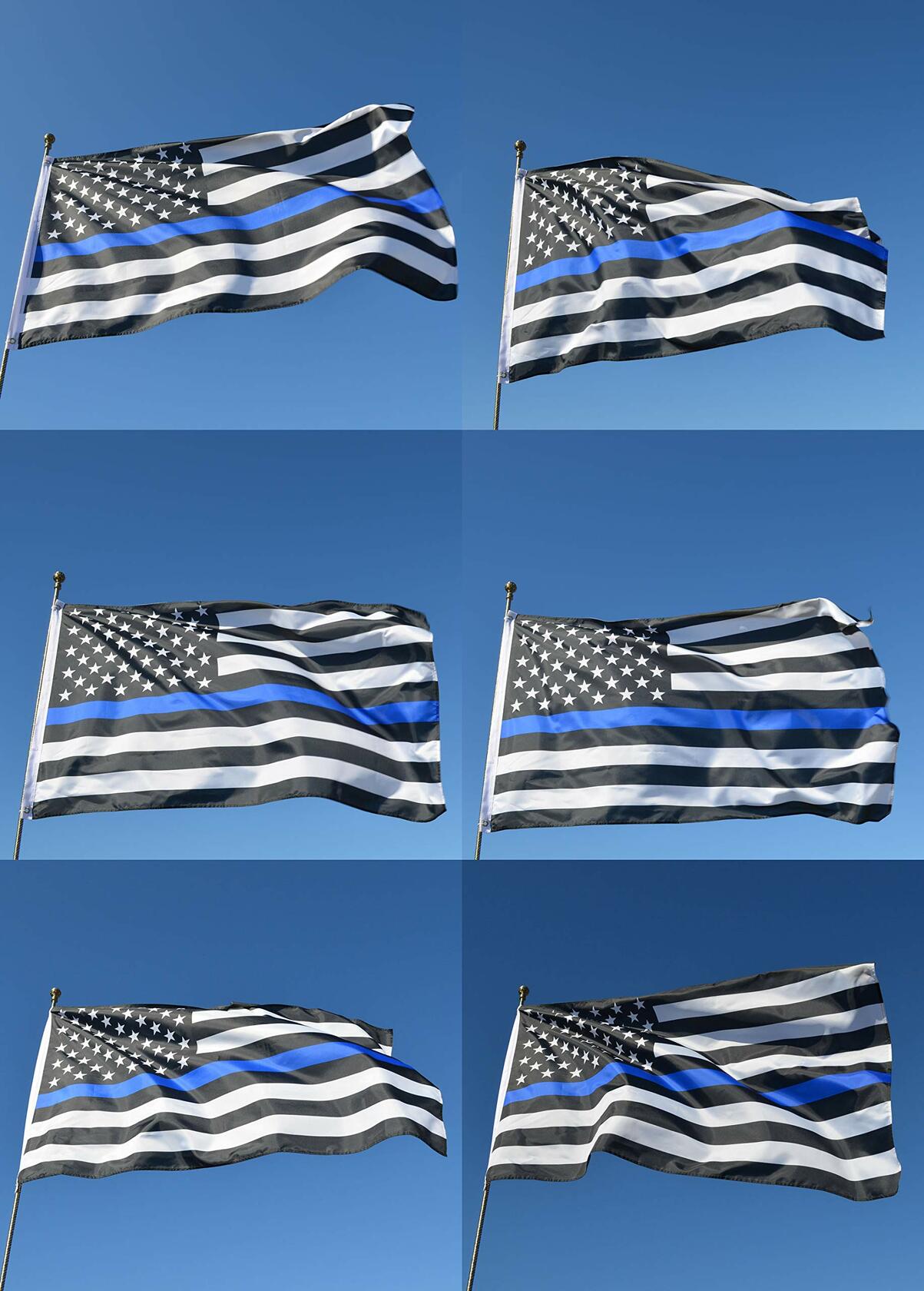 Eugenys Thin Blue Line American Flag 3x5 Ft Black White Blue Durable Grommets