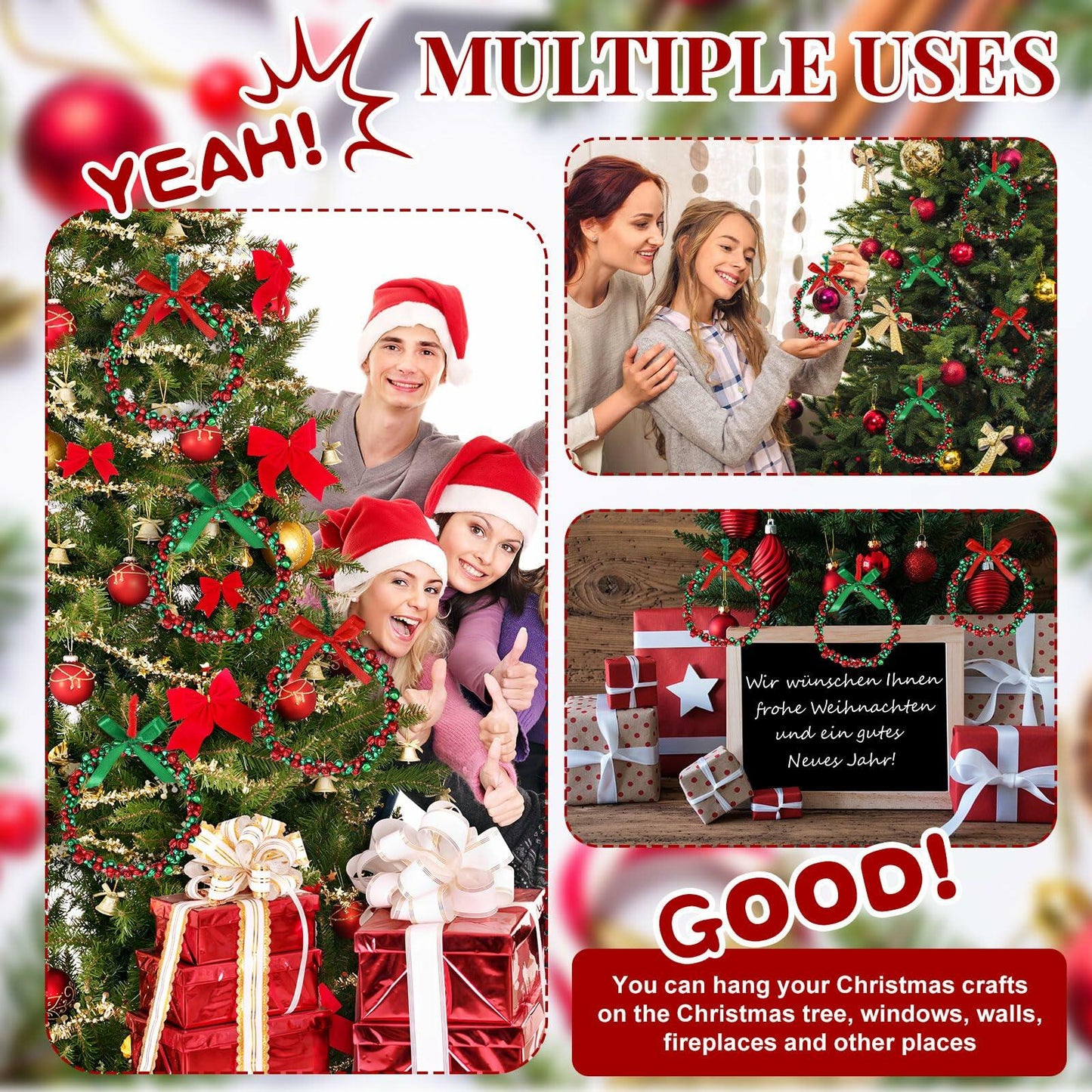 MorningRo 427 Christmas Bell Wreath Ornaments Set Classic DIY Xmas Decor