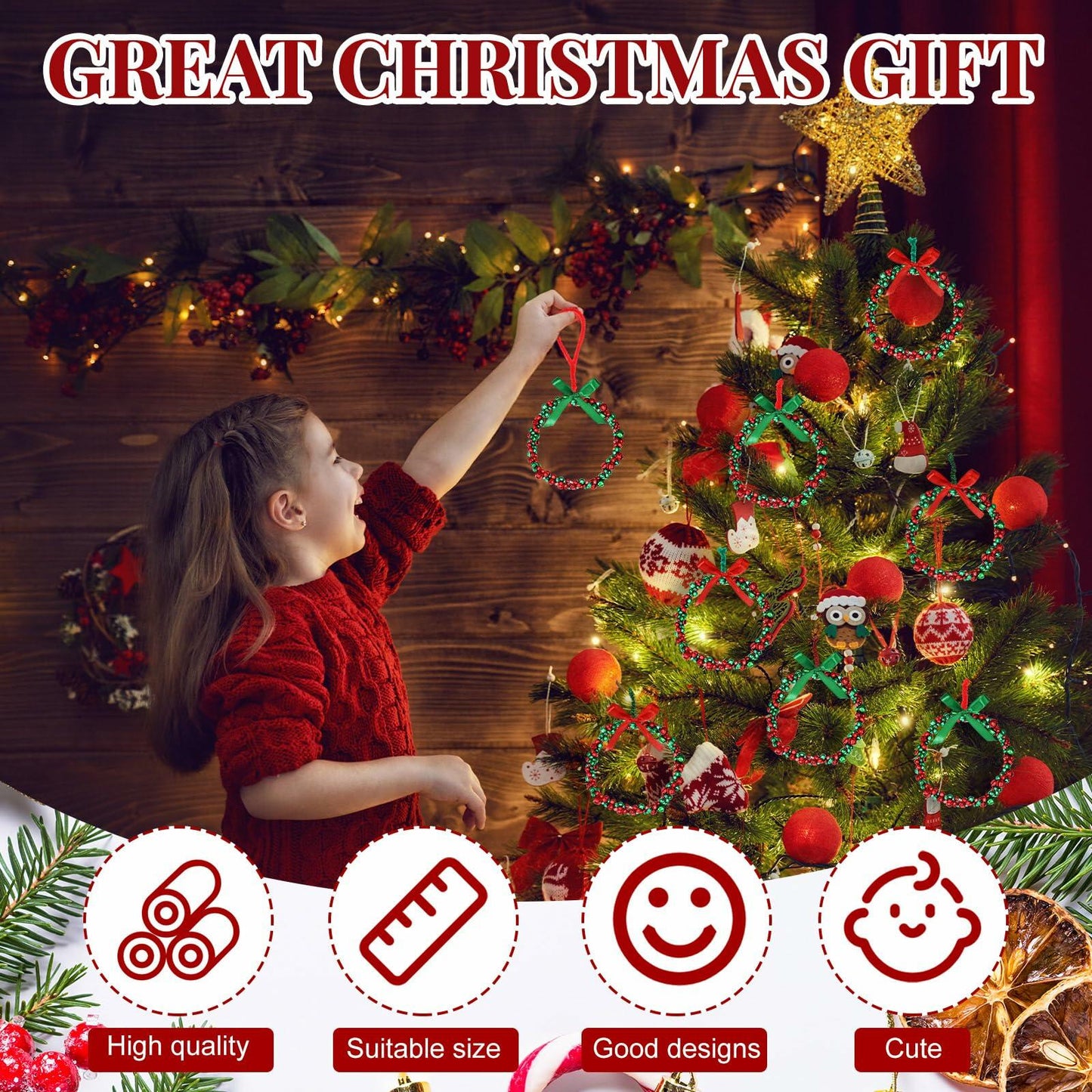 MorningRo 427 Christmas Bell Wreath Ornaments Set Classic DIY Xmas Decor