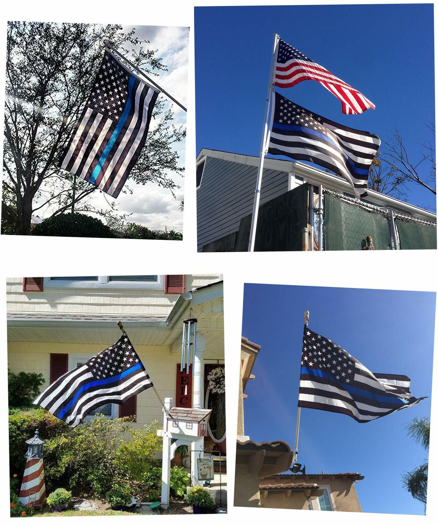 Eugenys Thin Blue Line American Flag 3x5 Ft Black White Blue Durable Grommets
