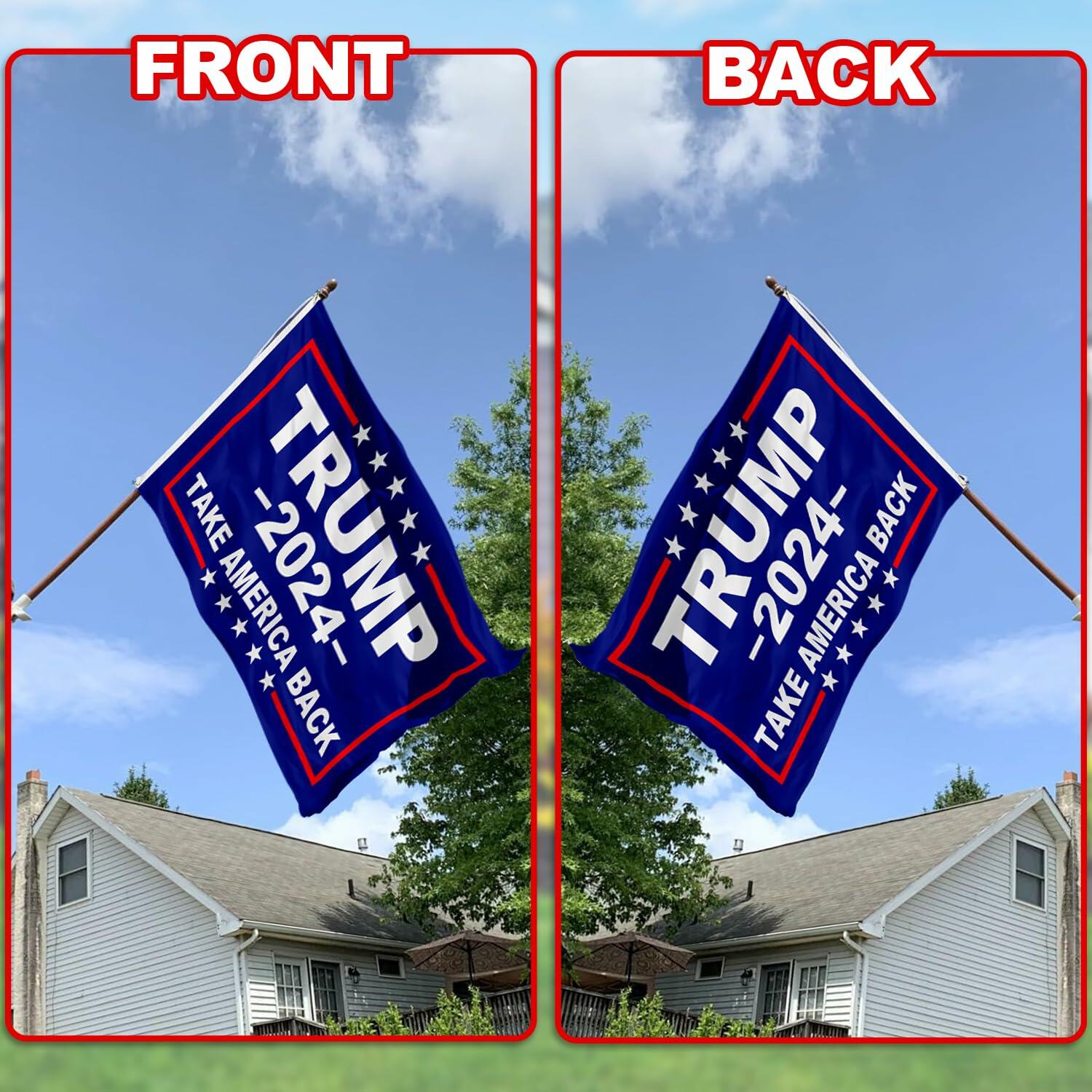 WHGJ Trump 2024 Flag 3x5 ft Blue Double Sided Heavy Duty Durable Polyester