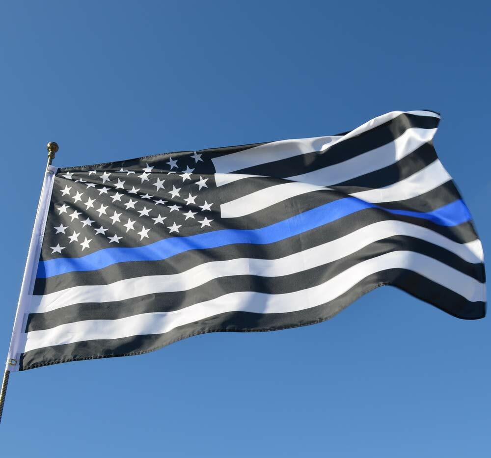 Eugenys Thin Blue Line American Flag 3x5 Ft Black White Blue Durable Grommets