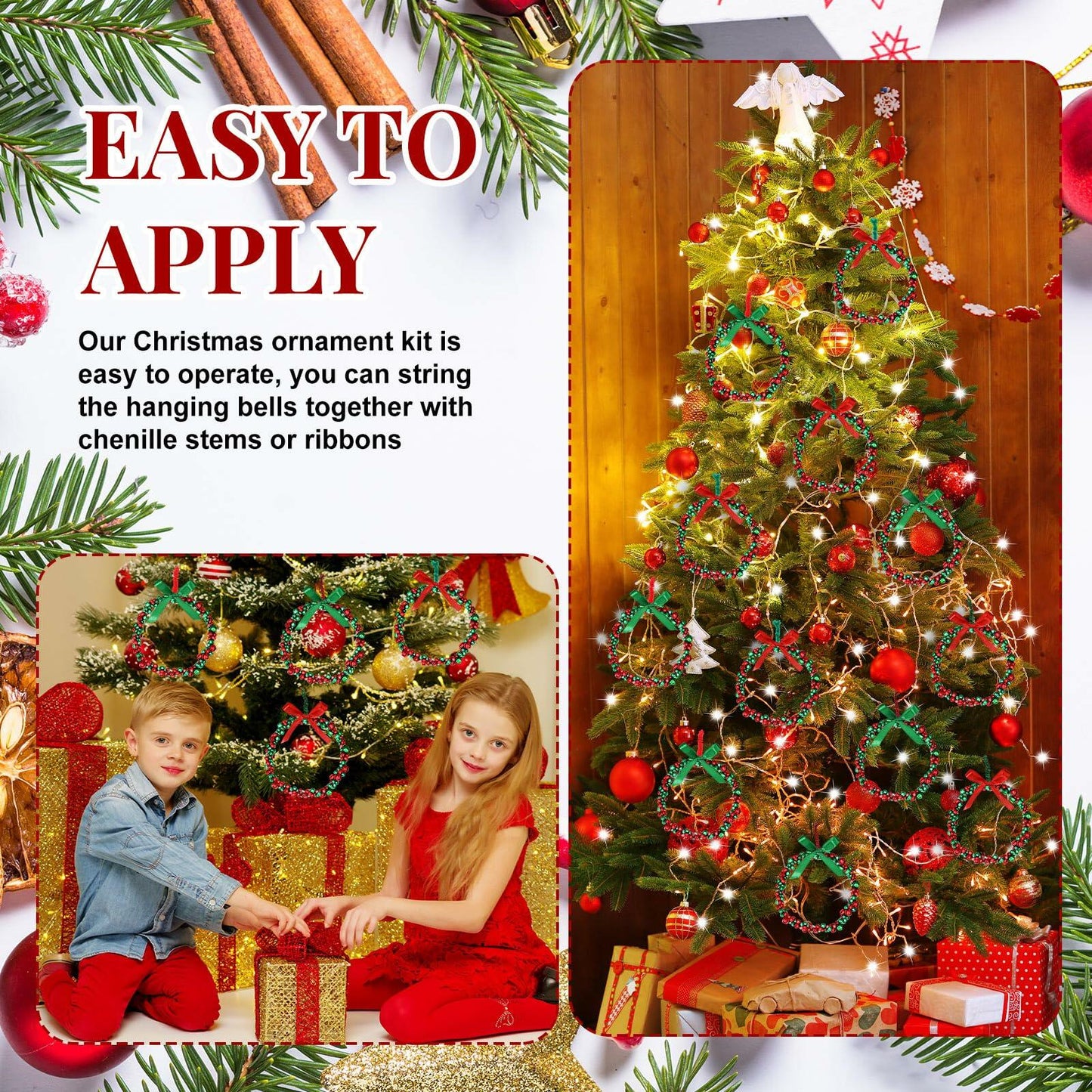 MorningRo 427 Christmas Bell Wreath Ornaments Set Classic DIY Xmas Decor