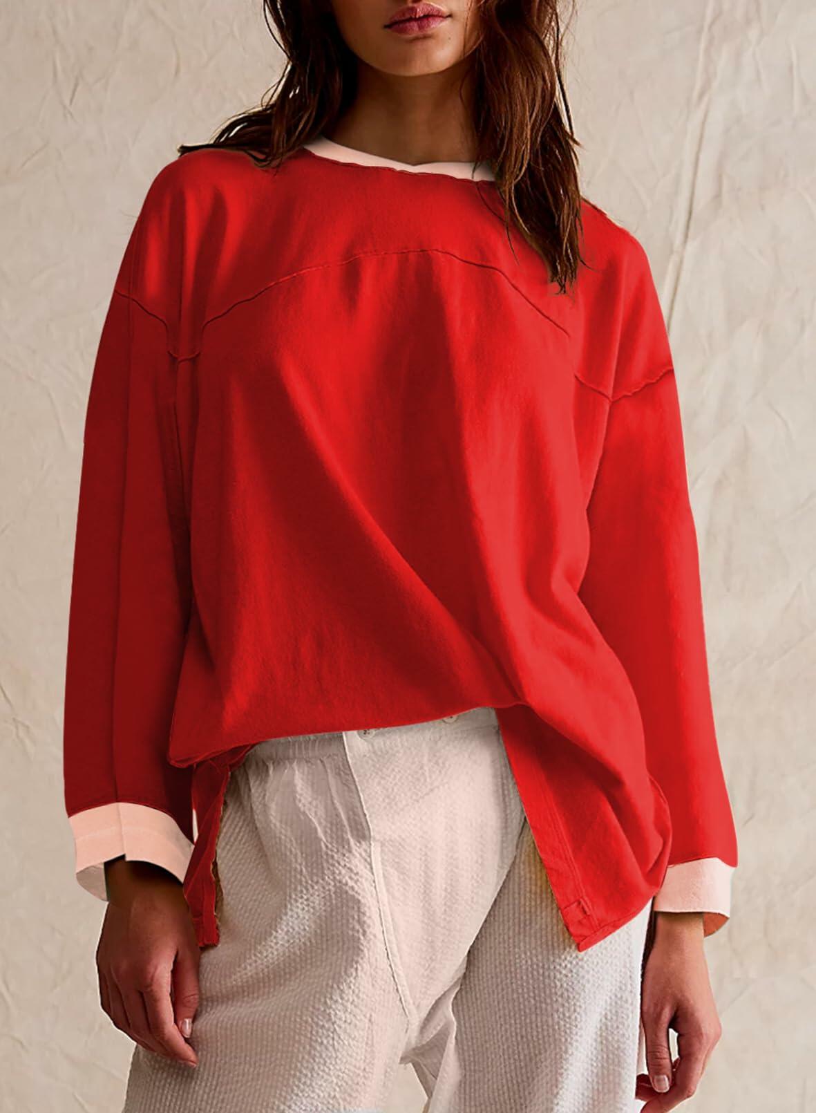 Acelitt Women 2024 Fall Long Sleeve Crewneck Casual Tee Black Small