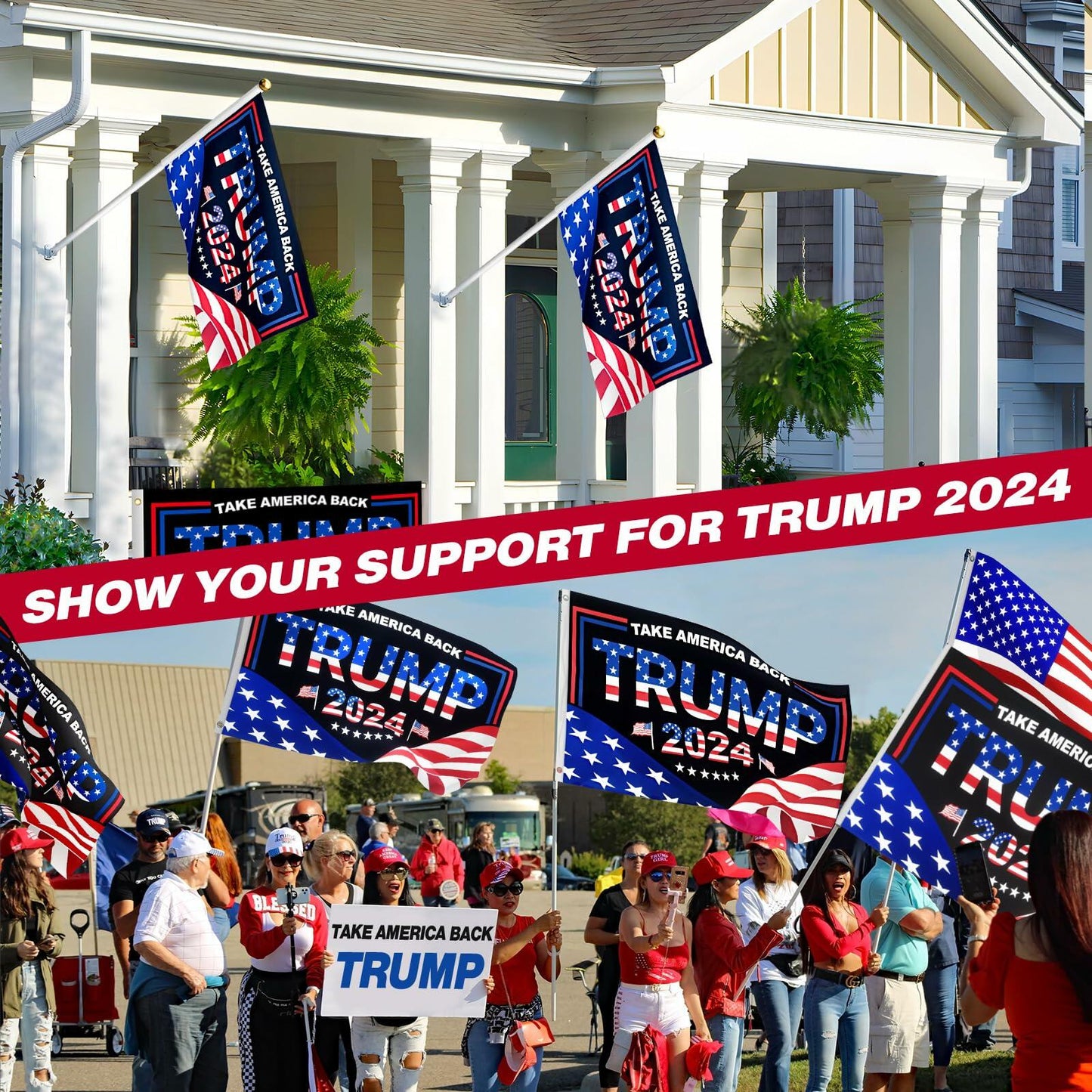 Trump 2024 Flag 3x5 FT Double Sided UV Resistant Banner with 2 Brass Grommets
