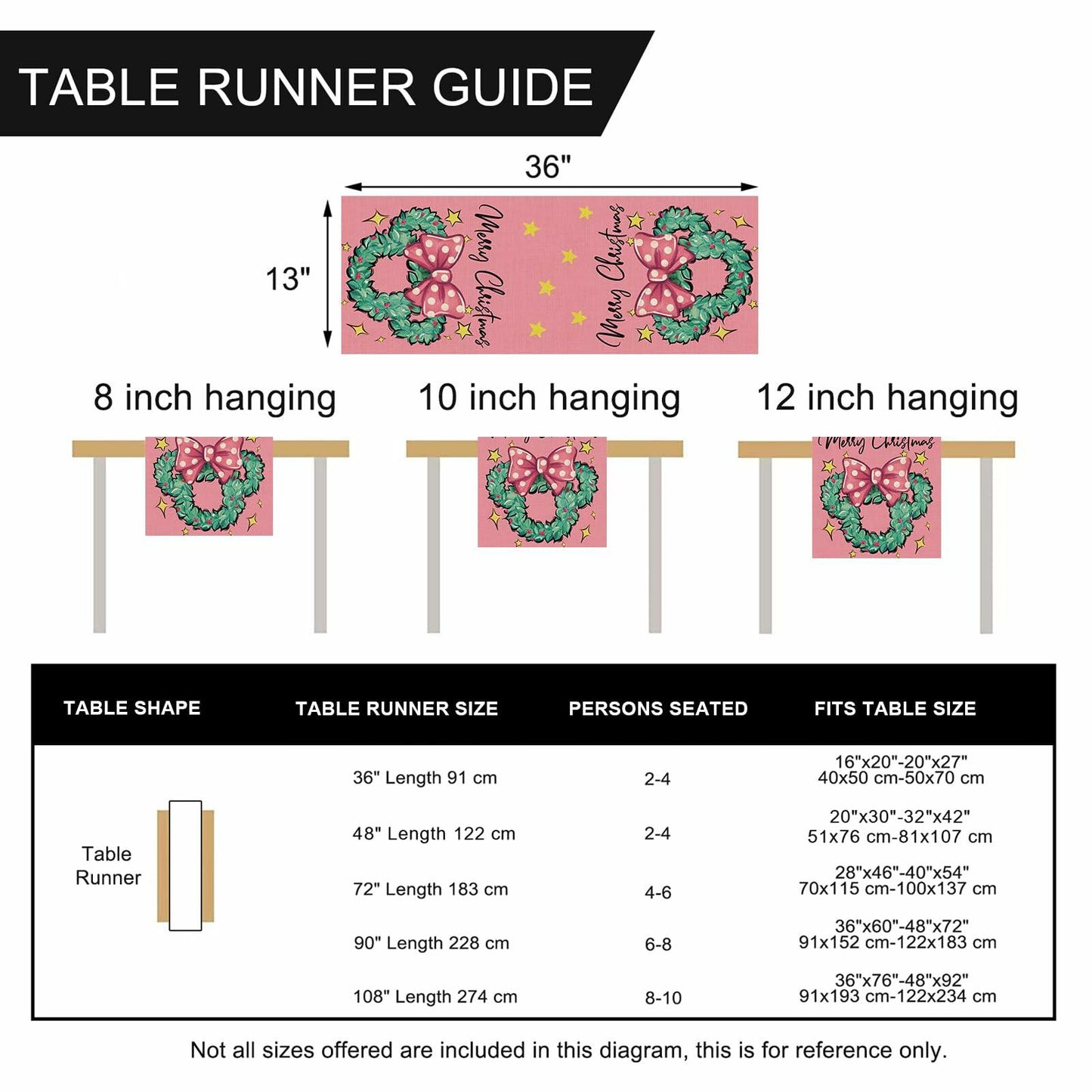 Seliem Christmas Wreath Table Runner Colorful Burlap 13x36 Inch Xmas Decor