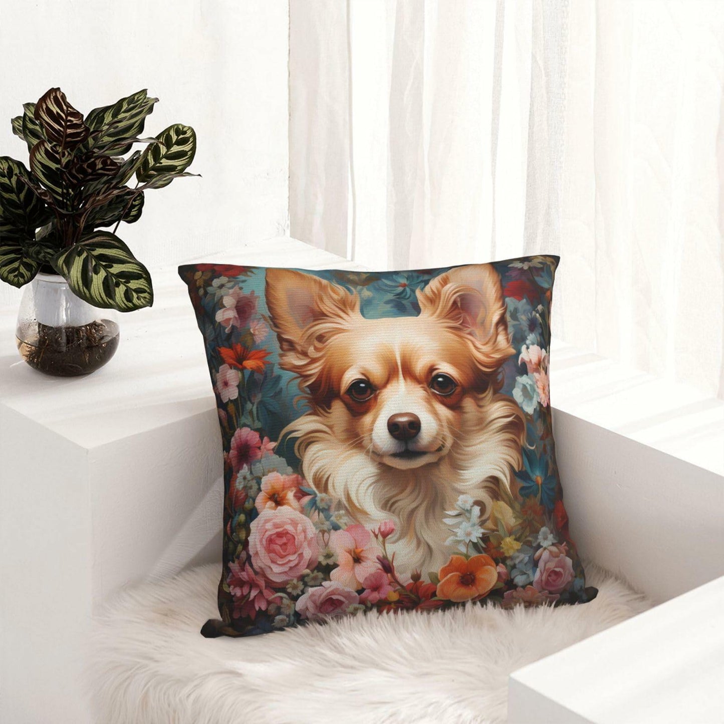 Keebik William Morris Dog Throw Pillow Cover Vintage Style Soft 18x18 Inch