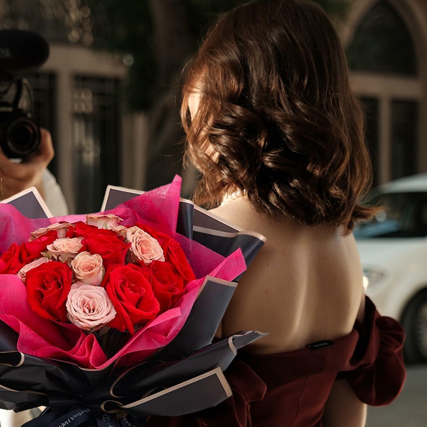 LOTMER 30 Sheets Flower Wrapping Paper, 3 Colors with 3 Ribbons & 30 Cards