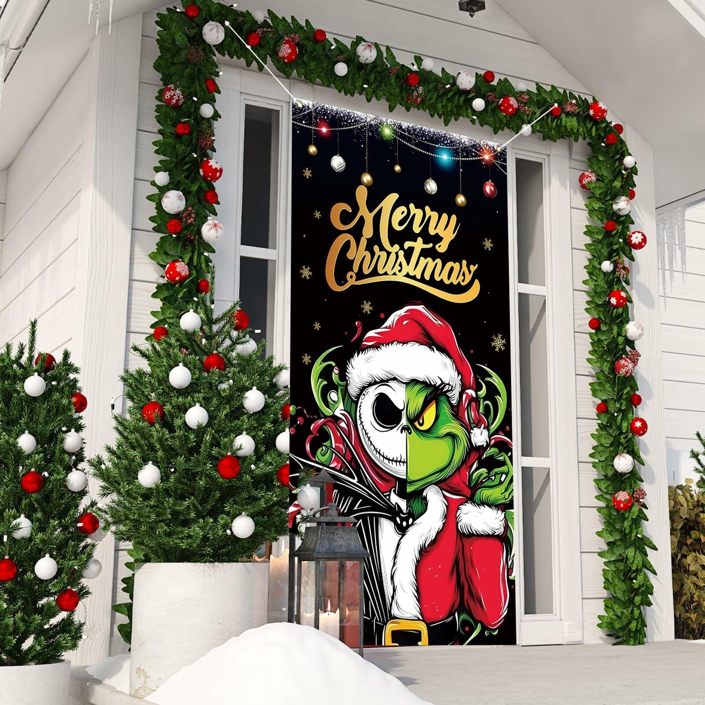 Christmas Door Cover Merry Christmas Photo Backdrop Holiday Decor 6x3 Ft