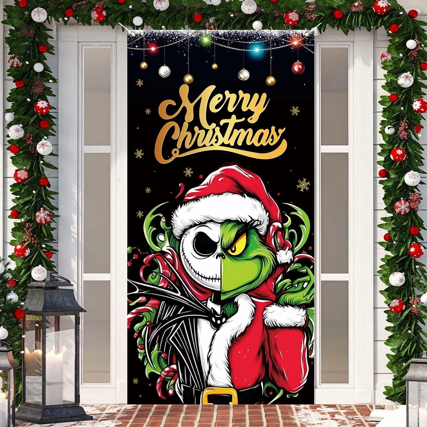 Christmas Door Cover Merry Christmas Photo Backdrop Holiday Decor 6x3 Ft