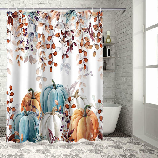 Waterproof Autumn Maple Leaves Shower Curtain Set with Hooks 72x84 Inch