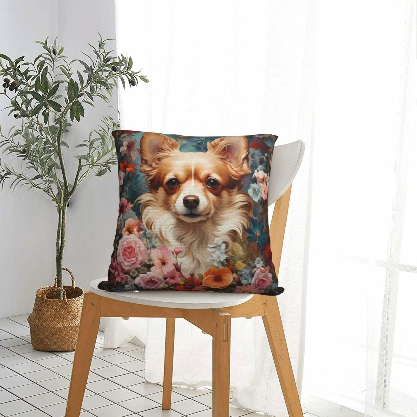 Keebik William Morris Dog Throw Pillow Cover Vintage Style Soft 18x18 Inch