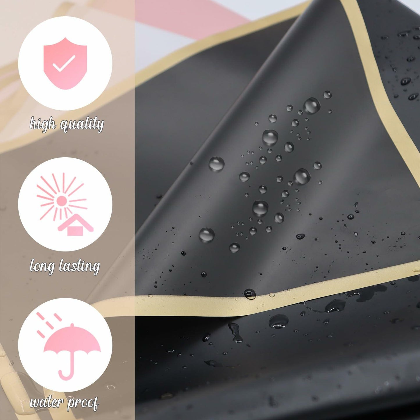 LOTMER 30 Sheets Flower Wrapping Paper, 3 Colors with 3 Ribbons & 30 Cards