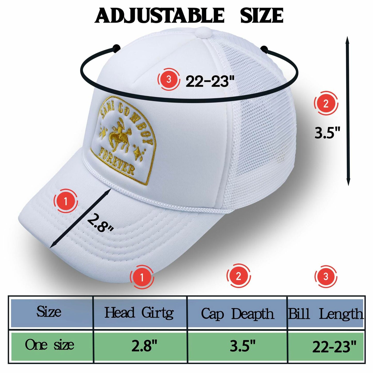 Oyooct Trucker Hat Alpha Medium US Cowboy Stylish Adjustable Cap