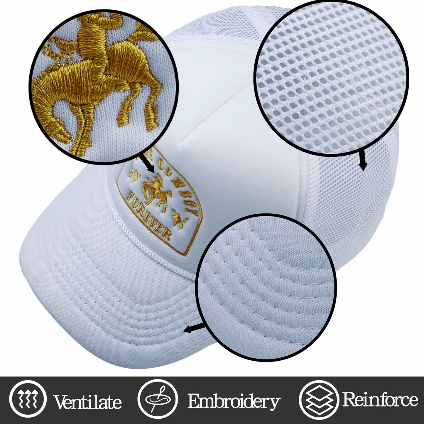 Oyooct Trucker Hat Alpha Medium US Cowboy Stylish Adjustable Cap