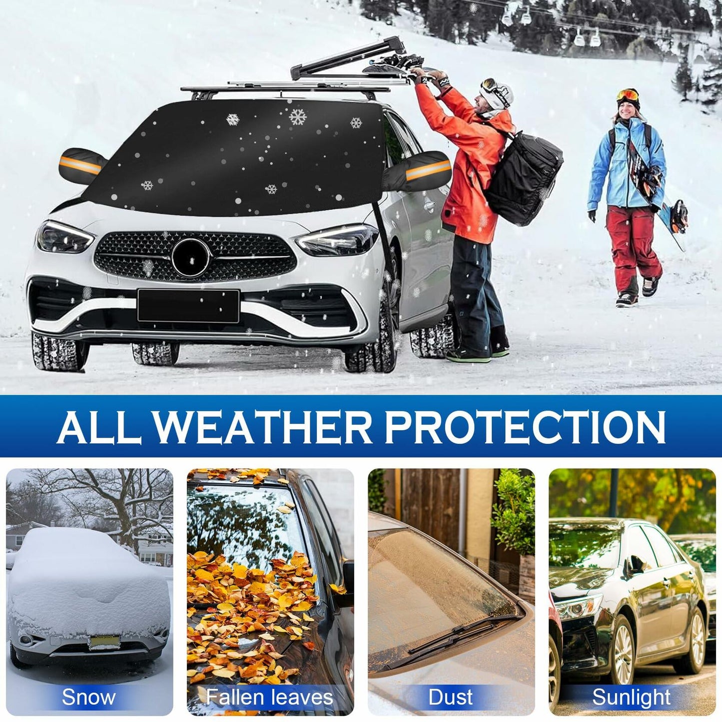 2024 Upgrade Car Windshield Cover 600D Oxford Fabric Heavy Duty Snow Protector
