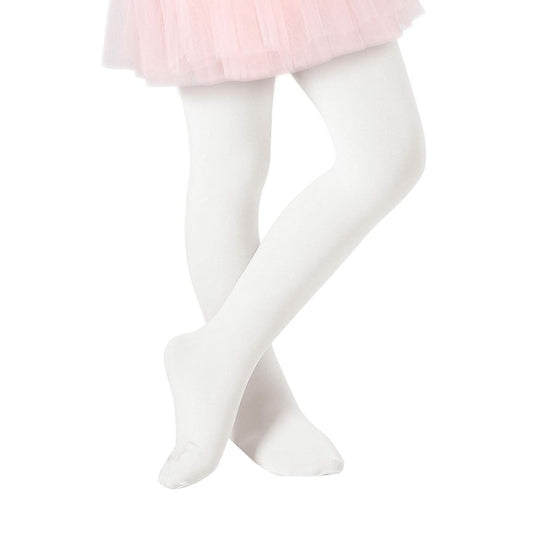Zando Girls White Ultra-Soft Velvet Footed 6-8 Elastic Ballet Leggings